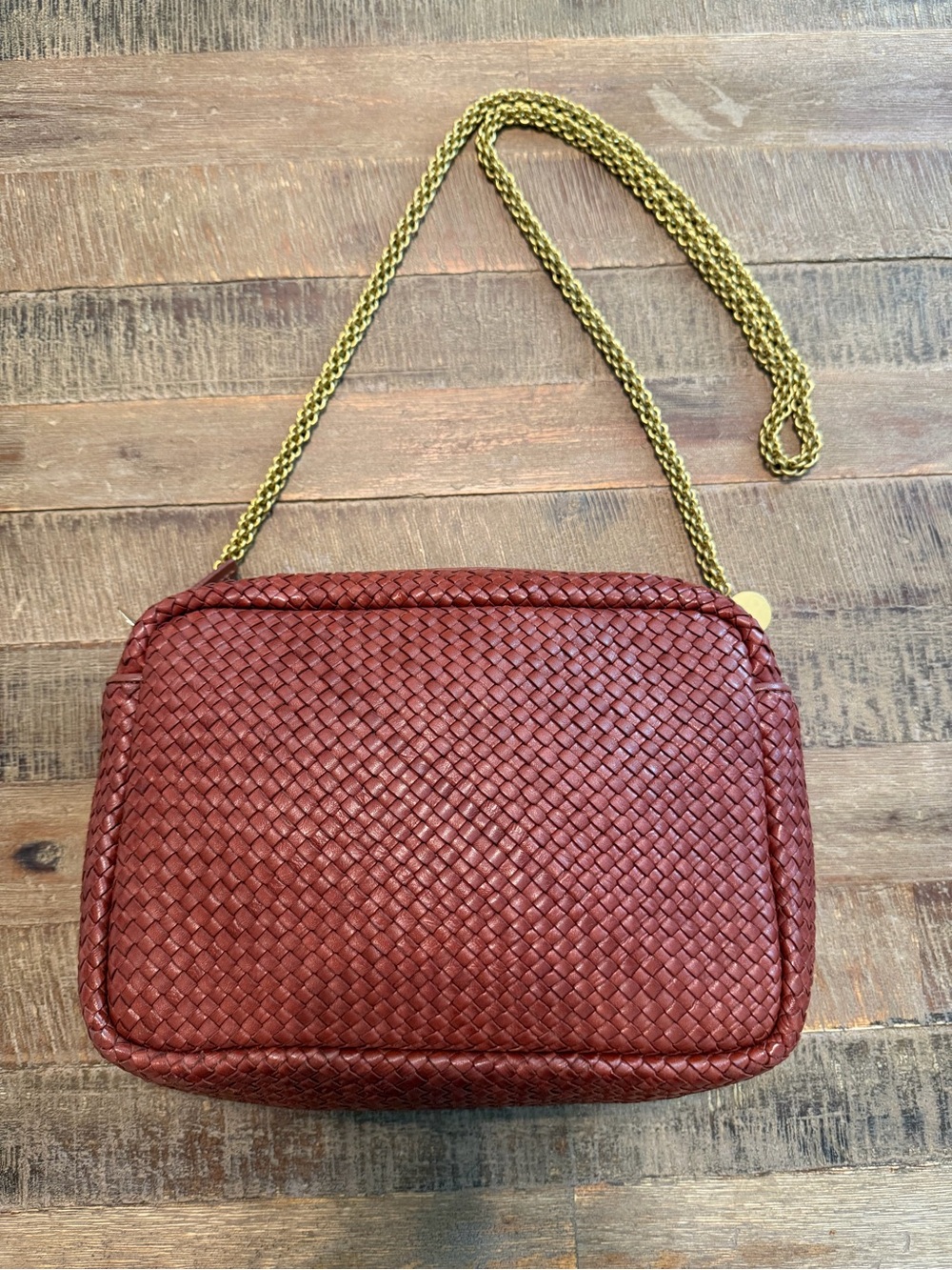 Clare V Marisol Diagonal Woven Crossbody Bag in Toffee - Picture 2 of 11